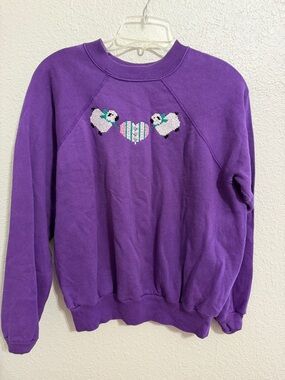 80s vintage cottagecore sheep and hearts sweater